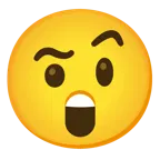 face with raised eyebrow + astonished face