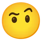 face with raised eyebrow + face without mouth