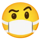 face with raised eyebrow + face with medical mask