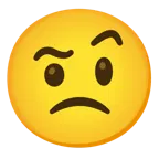 face with raised eyebrow + slightly frowning face