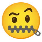 face with raised eyebrow + zipper-mouth face