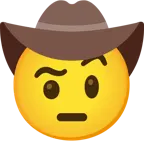 face with raised eyebrow + cowboy hat face