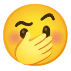 face with raised eyebrow + face with hand over mouth