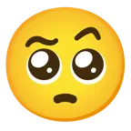 face with raised eyebrow + pleading face