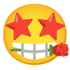 وجه بعينين على شكل نجمة + وردة