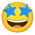 وجه بعينين على شكل نجمة + قلب أزرق