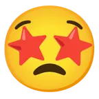 وجه بعينين على شكل نجمة + وجه غير مستمتع