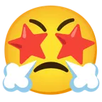 وجه بعينين على شكل نجمة + وجه بأنف يصدر بخارًا