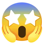 وجه بعينين على شكل نجمة + وجه خائف يصرخ