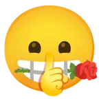 sus işareti yapan yüz + gül