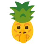 sus işareti yapan yüz + ananas