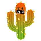 face with symbols on mouth + cactus