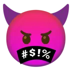 face with symbols on mouth + angry face with horns