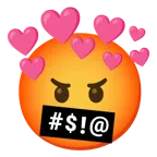 face with symbols on mouth + heart with arrow