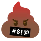 face with symbols on mouth + pile of poo