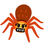 face with symbols on mouth + spider