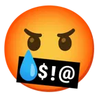 face with symbols on mouth + smiling face with tear