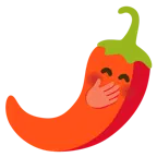 cara con mano sobre la boca + chile picante