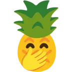 cara con mano sobre la boca + piña