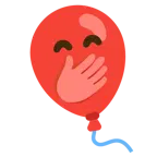 cara con mano sobre la boca + globo