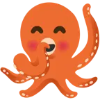 cara con mano sobre la boca + pulpo