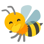 cara con mano sobre la boca + abeja