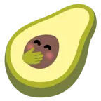 cara con mano sobre la boca + aguacate