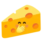 cara con mano sobre la boca + cuña de queso