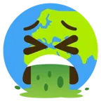 kotzendes Gesicht + Globus mit Europa und Afrika