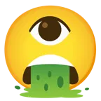 kotzendes Gesicht + Auge
