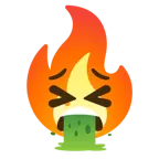 kotzendes Gesicht + Feuer