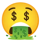kotzendes Gesicht + Gesicht mit Dollarzeichen