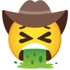 kotzendes Gesicht + Gesicht mit Cowboyhut