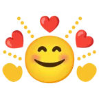 وجه مبتسم مع ثلاثة قلوب + نجم ساطع