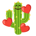 وجه مبتسم مع ثلاثة قلوب + صبار