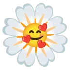 وجه مبتسم مع ثلاثة قلوب + زهرة