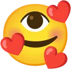 وجه مبتسم مع ثلاثة قلوب + عين