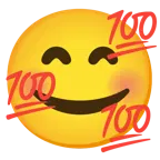 وجه مبتسم مع ثلاثة قلوب + 100 درجة
