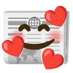 وجه مبتسم مع ثلاثة قلوب + جريدة