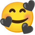 وجه مبتسم مع ثلاثة قلوب + قلب أسود