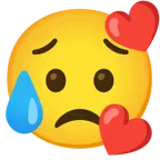 وجه مبتسم مع ثلاثة قلوب + وجه خيبة أمل