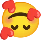 وجه مبتسم مع ثلاثة قلوب + وجه مقلوب