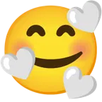 وجه مبتسم مع ثلاثة قلوب + قلب أبيض