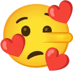 وجه مبتسم مع ثلاثة قلوب + وجه كاذب