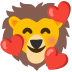 وجه مبتسم مع ثلاثة قلوب + وجه أسد