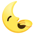 cara de bostezo + luna de cuarto menguante con cara