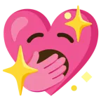 cara de bostezo + corazón brillante