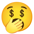 cara de bostezo + cara con lengua de dinero