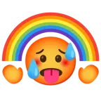 schwitzendes Gesicht + Regenbogen
