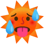schwitzendes Gesicht + Sonne mit Gesicht